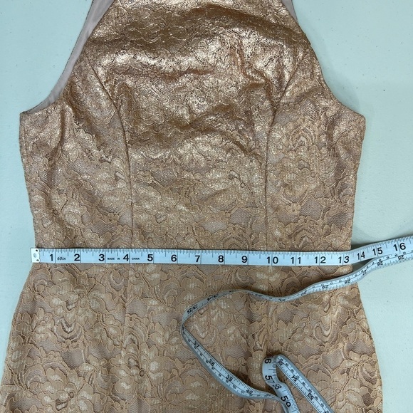 Adrianna Papell Foiled Lace Rose Gold Dress Size 2 - Picture 8 of 8